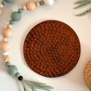 Ceramiczna podstawka Miód i Pszczoła - plaster miodu w brązowym szkliwie (14,5 cm)