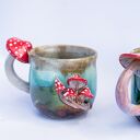 Duży kubek z Muchomorem handmade | Leśne poszycie | ok 490 ml (IV brąz