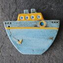 Ceramiczne statki 3 szt - 'AHOJ' - marynistyczna dekoracja wisząca handmade