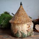 Czarka, cukiernica lub kubek ceramiczny z przykrywką - Leśny domek