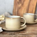 Prosta filiżanka ceramiczna ze spodkiem 250 ml beżowa - Pustynny piach