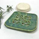 Ceramiczna mydelniczka Orient-kwadrat - ręcznie robiona z jasnej gliny