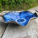 Ceramiczna misa c495 - kamionka z koronką i szkliwem głębokiego indygo