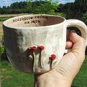Kubek ceramiczny z kwiatami handmade 350 ml