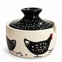 Ceramiczna cukierniczka z kurkami - ręcznie wykonana, z pokrywką i wycięciem