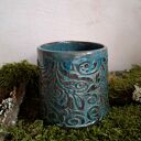 Kubek ceramiczny z wzorem - turkusowe wnętrze