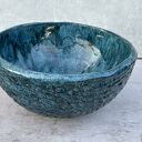 Umywalka ceramiczna rybia łuska z turkusową glazurą - ręcznie robiona