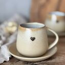 Duża filiżanka-kubek beczułka 320 ml ze spodkiem - Pustynny piach boho