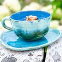 Filiżanka z kapibarą Leśne Jeziorko - ceramiczne rękodzieło
