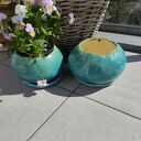 Turkusowa donica ceramiczna handmade - Wolna Chwila
