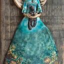 Anioł ceramiczny z kotkiem