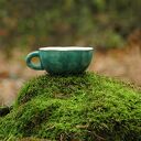 Ceramiczna filiżanka z figurką kota - morska