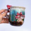 Duży kubek z Muchomorem handmade | Leśne poszycie | ok 420 ml (kropki bez)