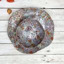 Zestaw talerz i miska łąka kwietna - kolorowa ceramika handmade do serwowania