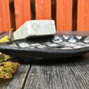 Ceramiczna mydelniczka ręcznie robiona w kratkę