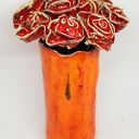 PIĘKNY Wielki KOMPLET na walentynki KWIATY CERAMICZNE róże 9sz WAZON HANDMADE