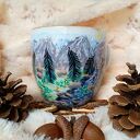 Ręcznie malowany kubek porcelanowy 480 ml - Dzikie marchewki i szop