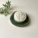 Podstawka i mydelniczka „Zielony liść” - zielona ceramika handmade