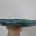 Koronkowy dekoracyjny talerz ceramiczny - turkusowa patera