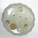 Ceramiczna mydelniczka ręcznie robiona „Burza” - paprotkowy motyw i zielone szkliwo