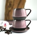 Filiżanka ceramiczna ze spodkiem 250 ml - ciemny pudrowy róż (handmade)