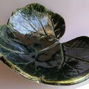 Duża misa rabarbar z gliny szamotowej - handmade ceramika w butelkowej zieleni