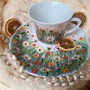 Komplet z porcelany ręcznie malowanej w stokrotki na łące (250 ml)