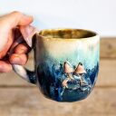Handmade kubek z grzybkami „Nocna Aurora” - 500 ml