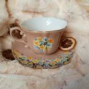 Ręcznie malowany komplet Runo Kwiatowe - filiżanka z porcelany ok. 250 ml