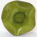 Limonkowa artystyczna misa ceramiczna z koronkowym wzorem
