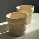 Doniczka ceramiczna - osłonka drukowana 3D z gliny (beż)