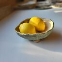 Ceramiczna miseczka na 3 nóżkach - turkusowo-beżowa, handmade