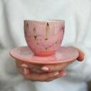 Różowa pastelowa filiżanka ceramiczna 220 ml na kawę - handmade