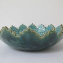 Koronkowa miseczka ceramiczna z odbiciem koronki (turkusowa)