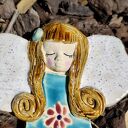Ceramiczny anioł na chrzest, komunię i ślub - ręcznie lepiony prezent