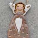 Anioł ceramiczny - ręcznie wykonana pamiątka na chrzest i komunię (ok. 13 cm)