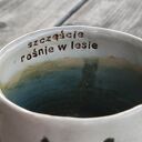 Kubek ceramiczny handmade z motywem lasu i grzybów