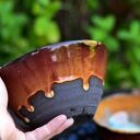 Dwie misy ceramiczne OGNISTA - brązowo-pomarańczowe, do serwowania