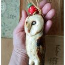 Sowa płomykówka - wisząca dekoracja z ceramiki handmade