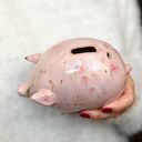 Różowa skarbonka świnka z ceramiki - prezent handmade
