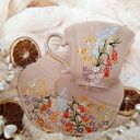Komplet polne kwiaty ręcznie malowany 250 ml - porcelanowa filiżanka