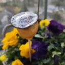 Żółta makówka ceramiczna - ręcznie szkliwiona dekoracja do ogrodu i doniczek