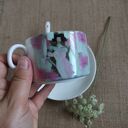 Filiżanka "Kolor kobiety - blady róż" - obraz na porcelanie 150 ml (z talerzykiem i łyżeczką)