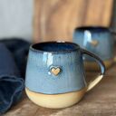 Kubek Beczułka ręcznie robiony 320 ml - jeansowy z sercem