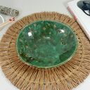 Ceramiczna misa dekoracyjna zielona z motywem liścia