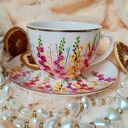 Porcelanowy komplet z malwami - ręcznie malowane 200 ml