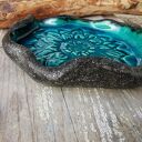 Turkusowy ceramiczny talerzyk c84 - ręcznie robiona podstawka na biżuterię i tealight