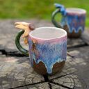 Ceramiczny kubek z kwiatkiem Opal - ok. 420 ml (żółty)