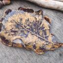 Ceramiczny talerz z prawdziwym liściem dębu - podstawka na biżuterię i świece