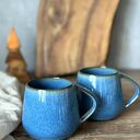 Zestaw dla dwojga - Kubek Beczułka ręcznie robiony niebieski 320 ml - Borówka